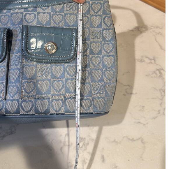 Brighton double pockets blue Jacquard croco Hobo medium Y2K shoulder bag leather - Picture 10 of 10